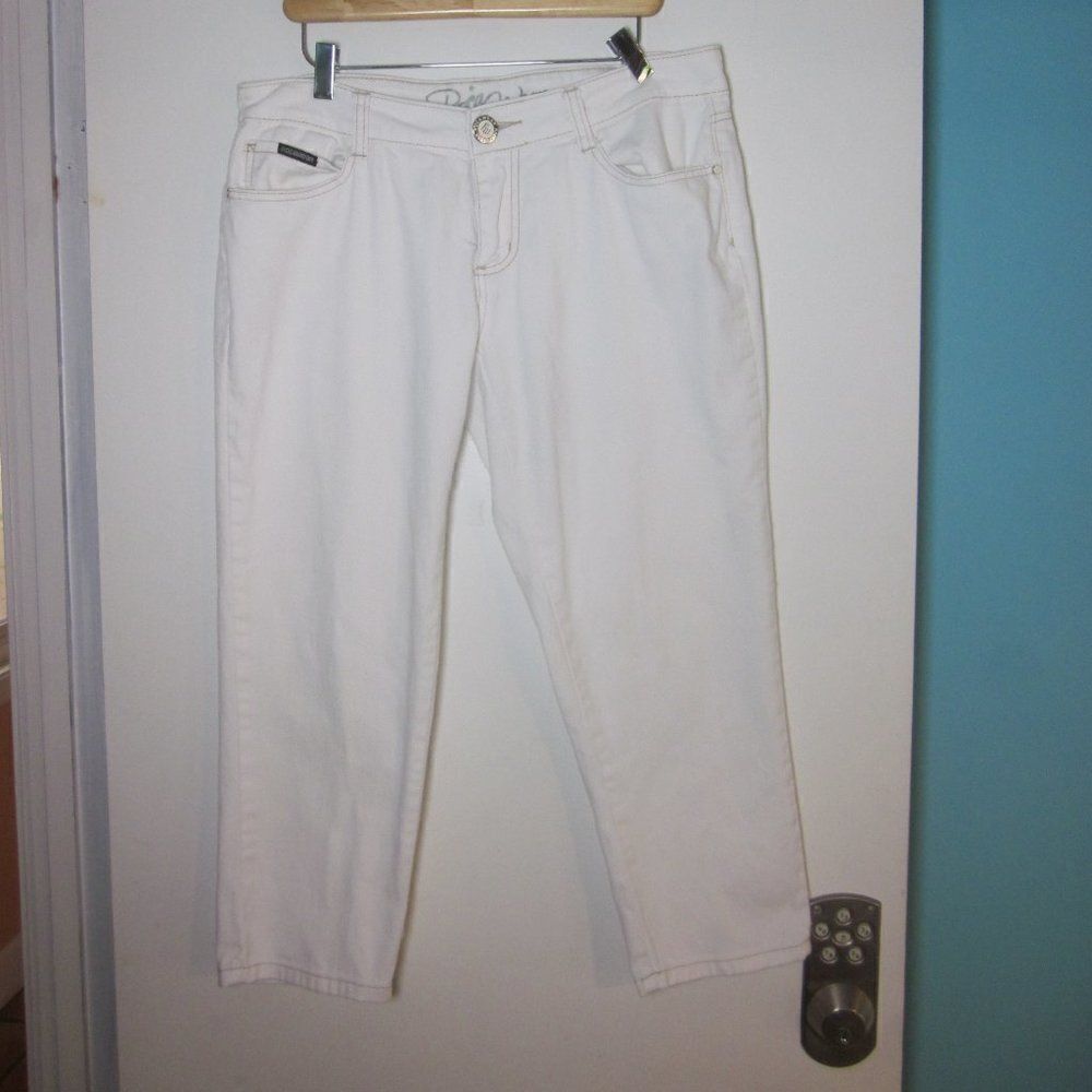 Roca Wear Womens 8/10 White Jeans Embroidered Rear Pockets Juniors Size 11